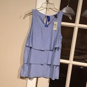 NWT Ann Taylor Blue and White Striped Tank Top